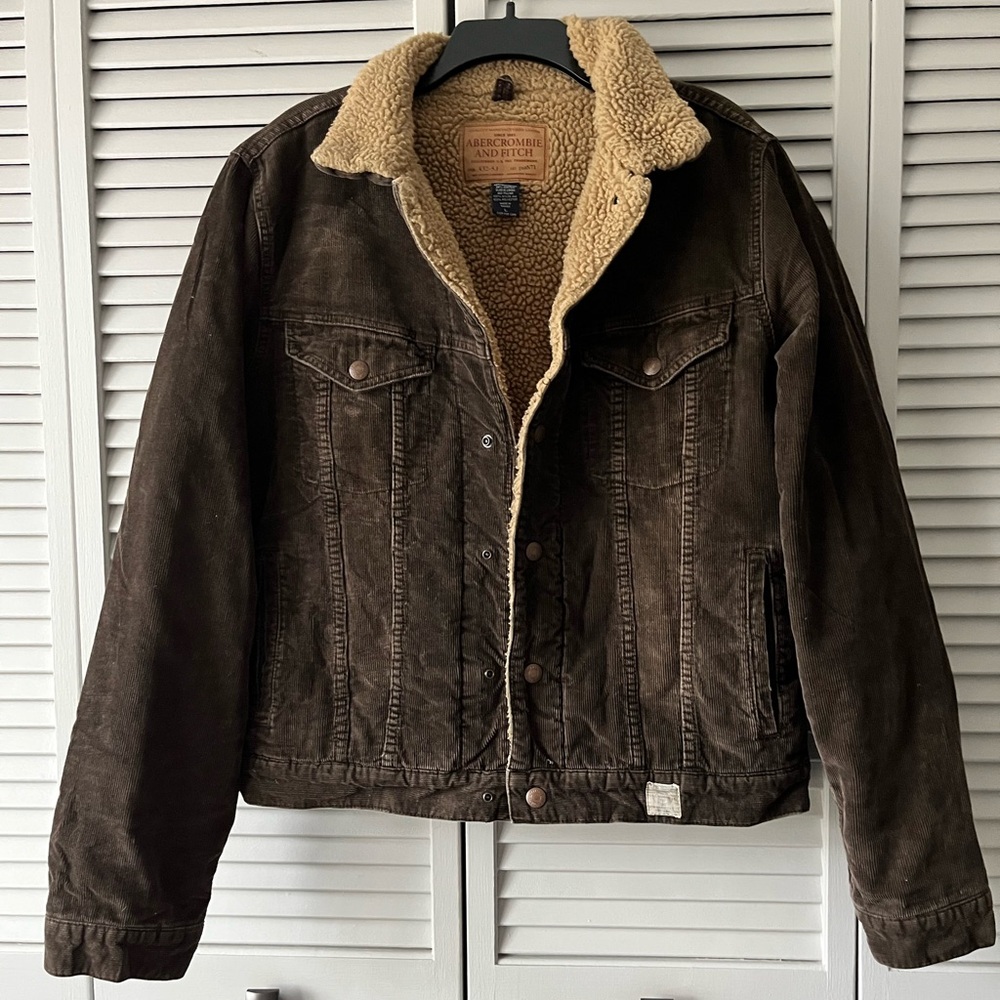 Vintage Abercrombie Fitch Corduroy Trucker Jacket with Sherpa lining - Mens L